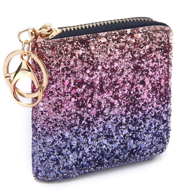 GEEAD Small Glitter Wallet for Women Mini Coin Purse Pouches with Key Ring for Christmas - Image 1